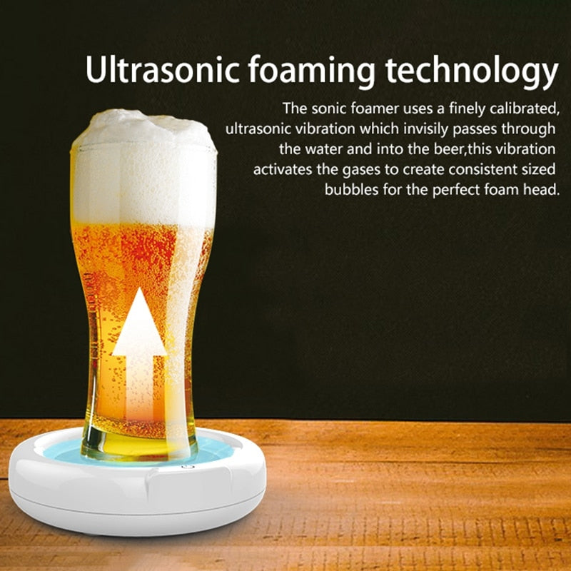 Ultrasonic Beer Frother – Portable Foam Maker Kitchen Gadget
