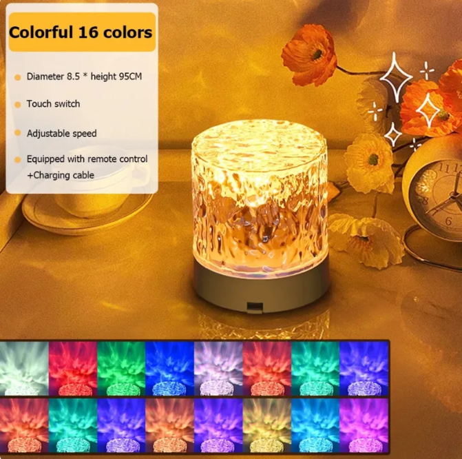 Water Ripple Projector Night Light – Crystal LED Lamp