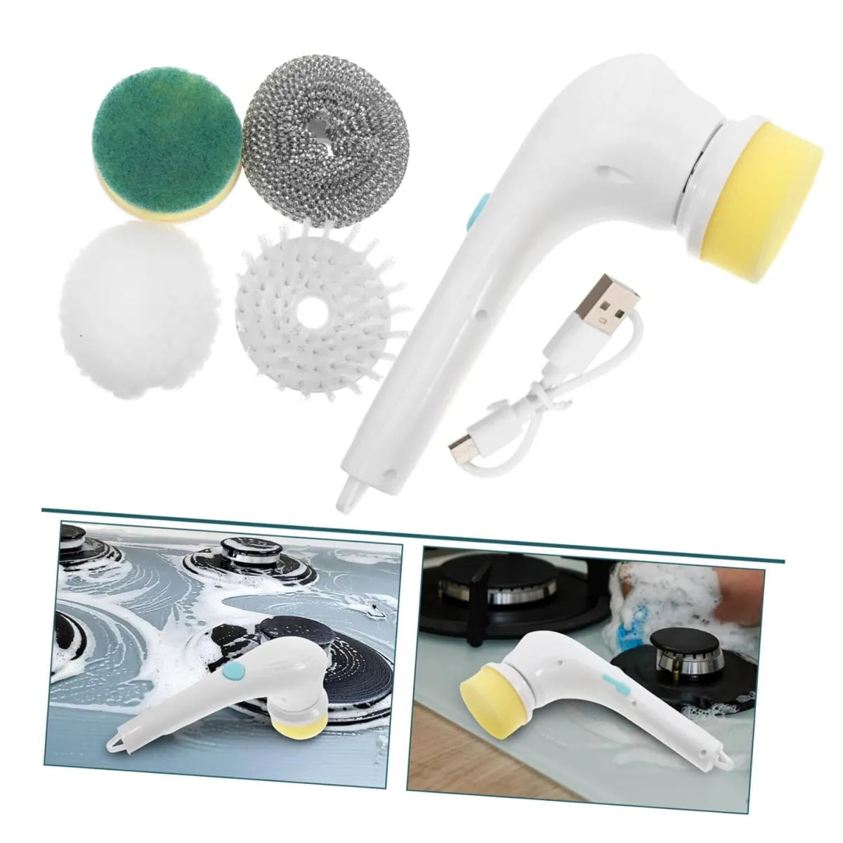 Electric Spin Scrubber – 5-in-1 Rechargeable Cleaning Brush